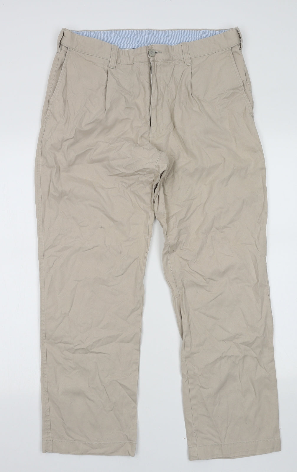 James Pringle Mens Beige  Cotton Chino Trousers Size 34 L29 in Regular Button