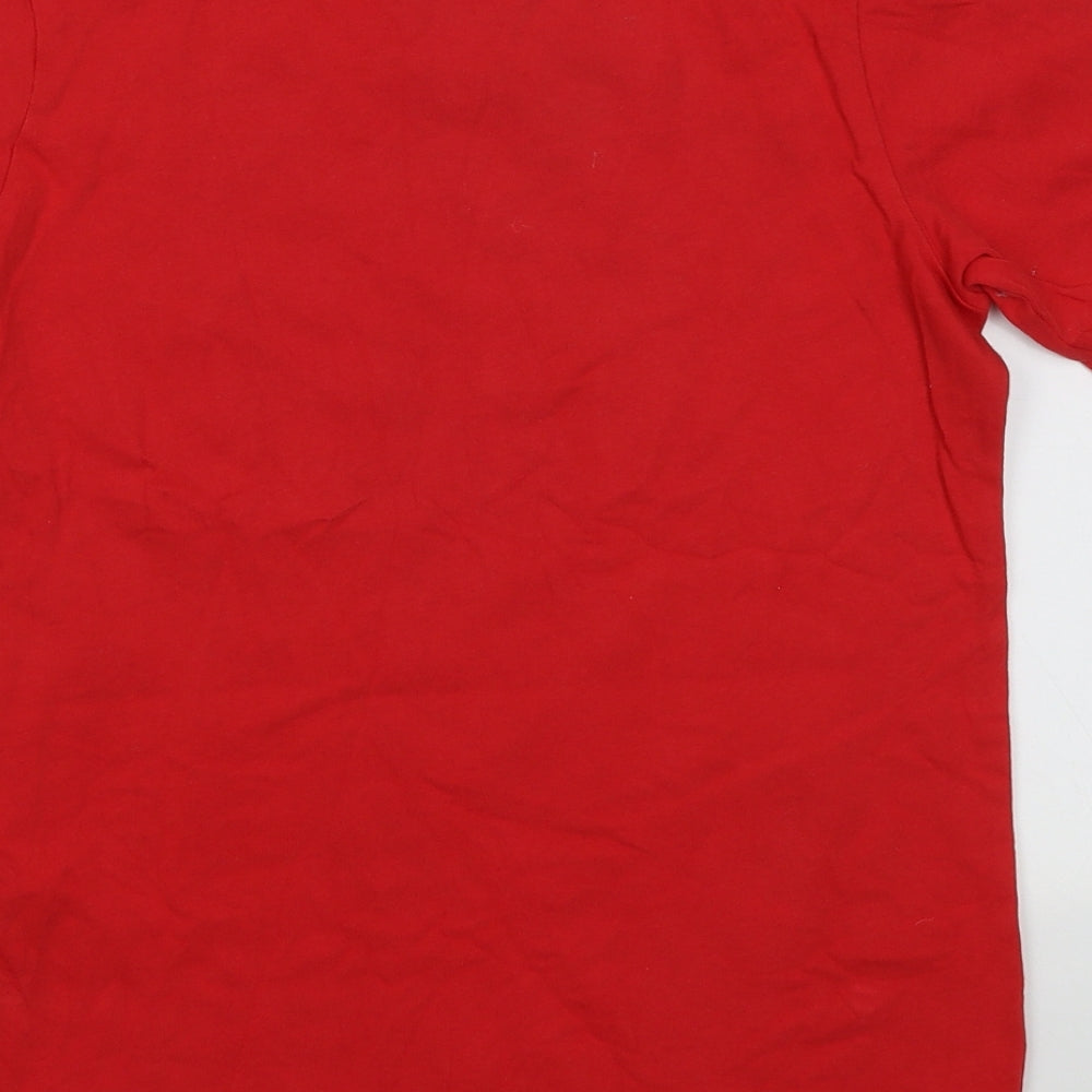 Nike Boys Red  Cotton Basic T-Shirt Size 10-11 Years Crew Neck Pullover - Manchester United