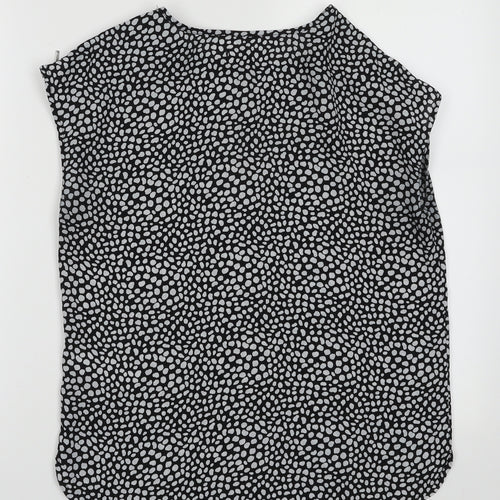 New Look Womens Black Animal Print Polyester Basic Tank Size 8 Crew Neck