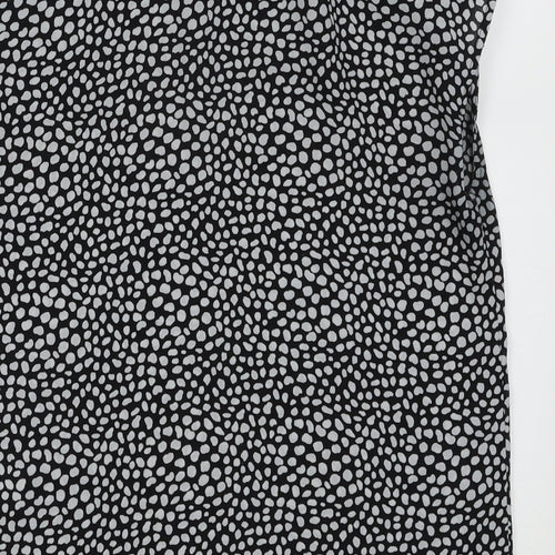 New Look Womens Black Animal Print Polyester Basic Tank Size 8 Crew Neck