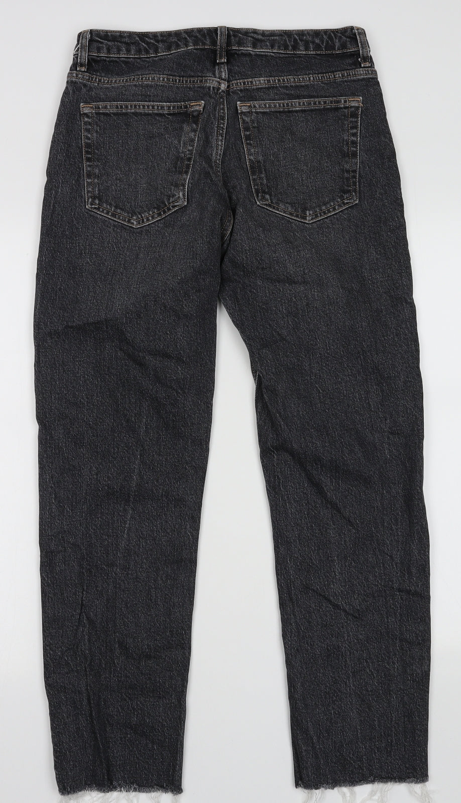 Topshop Womens Black  Cotton Straight Jeans Size 28 L34 in Regular Button