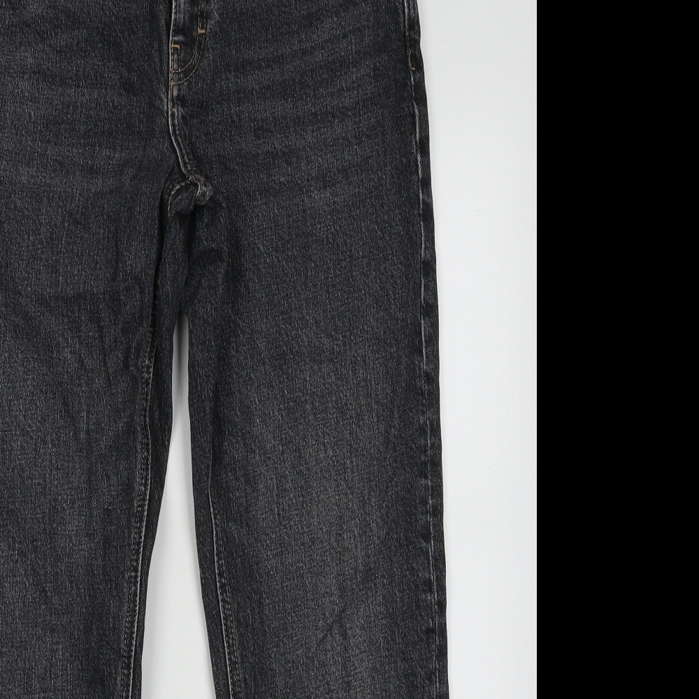 Topshop Womens Black  Cotton Straight Jeans Size 28 L34 in Regular Button