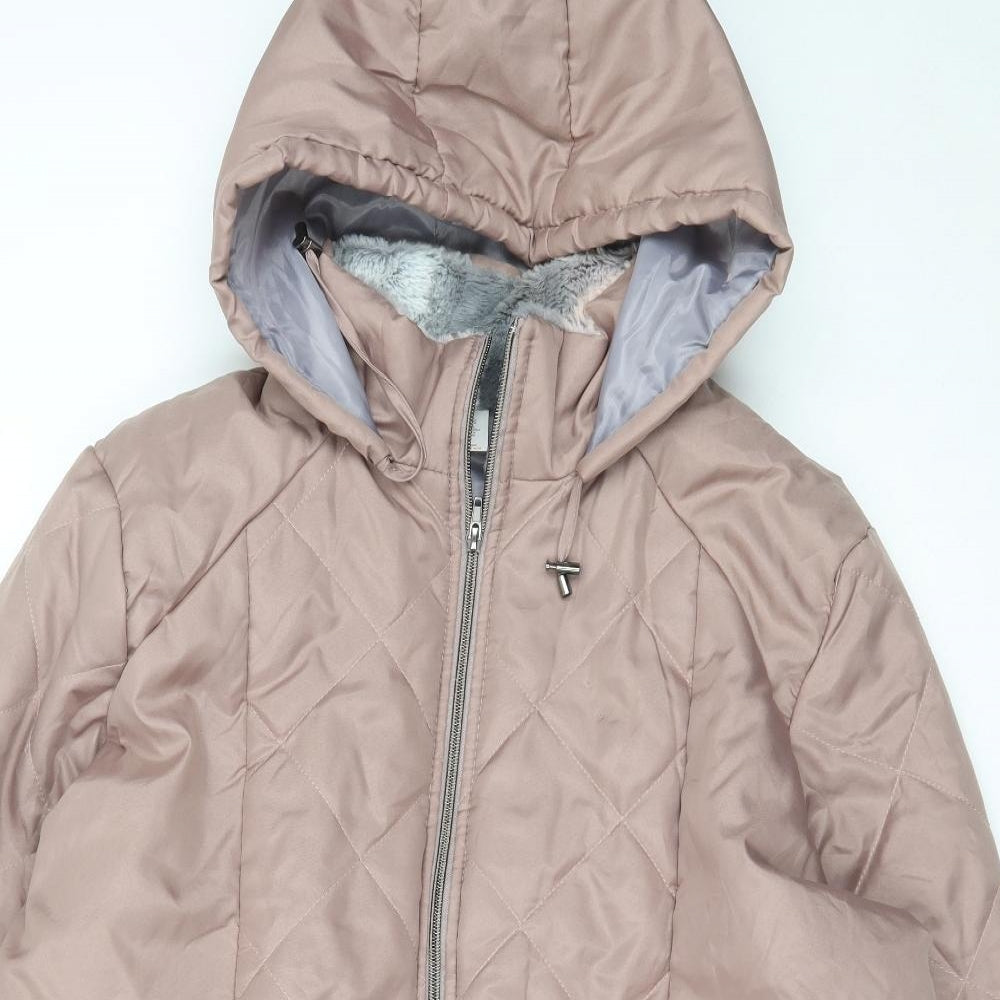 Anne De Lancay Womens Pink   Quilted Coat Size XL
