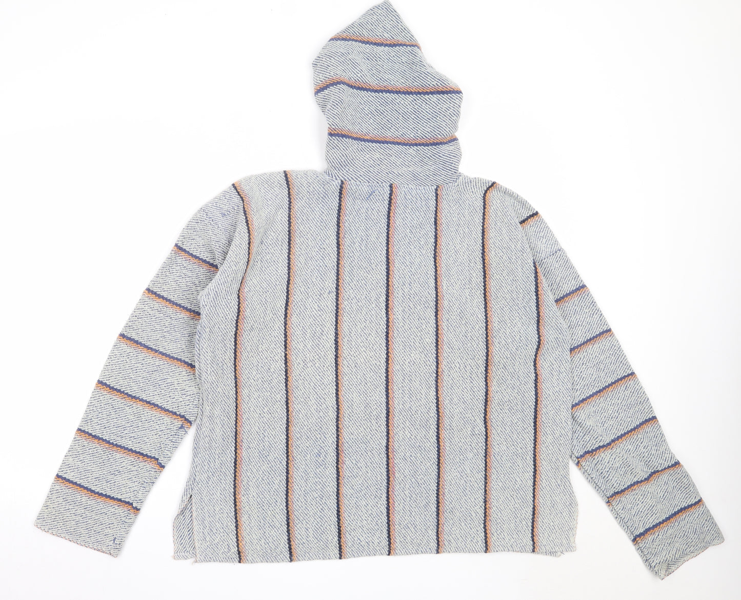 Preworn Womens Grey Striped Cotton Pullover Hoodie Size XL