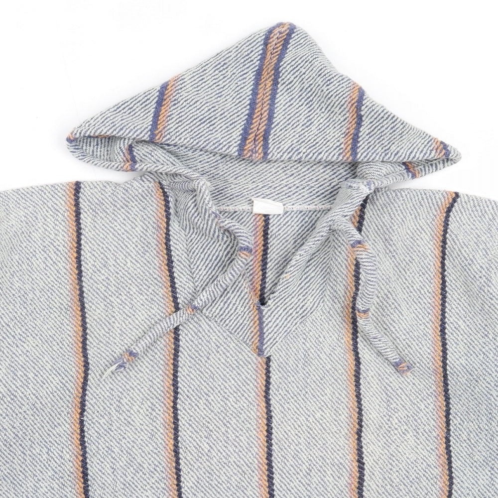 Preworn Womens Grey Striped Cotton Pullover Hoodie Size XL