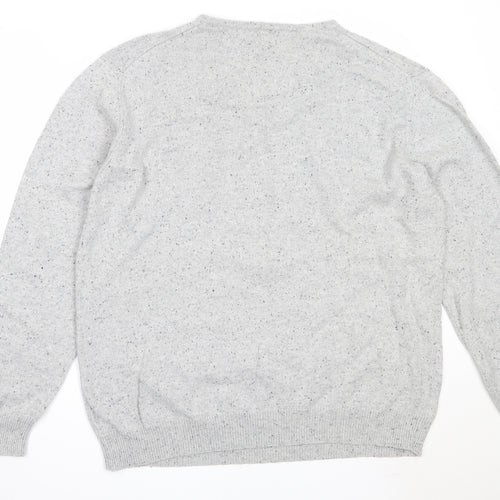 Linea Mens Grey V-Neck  Cotton Pullover Jumper Size XL