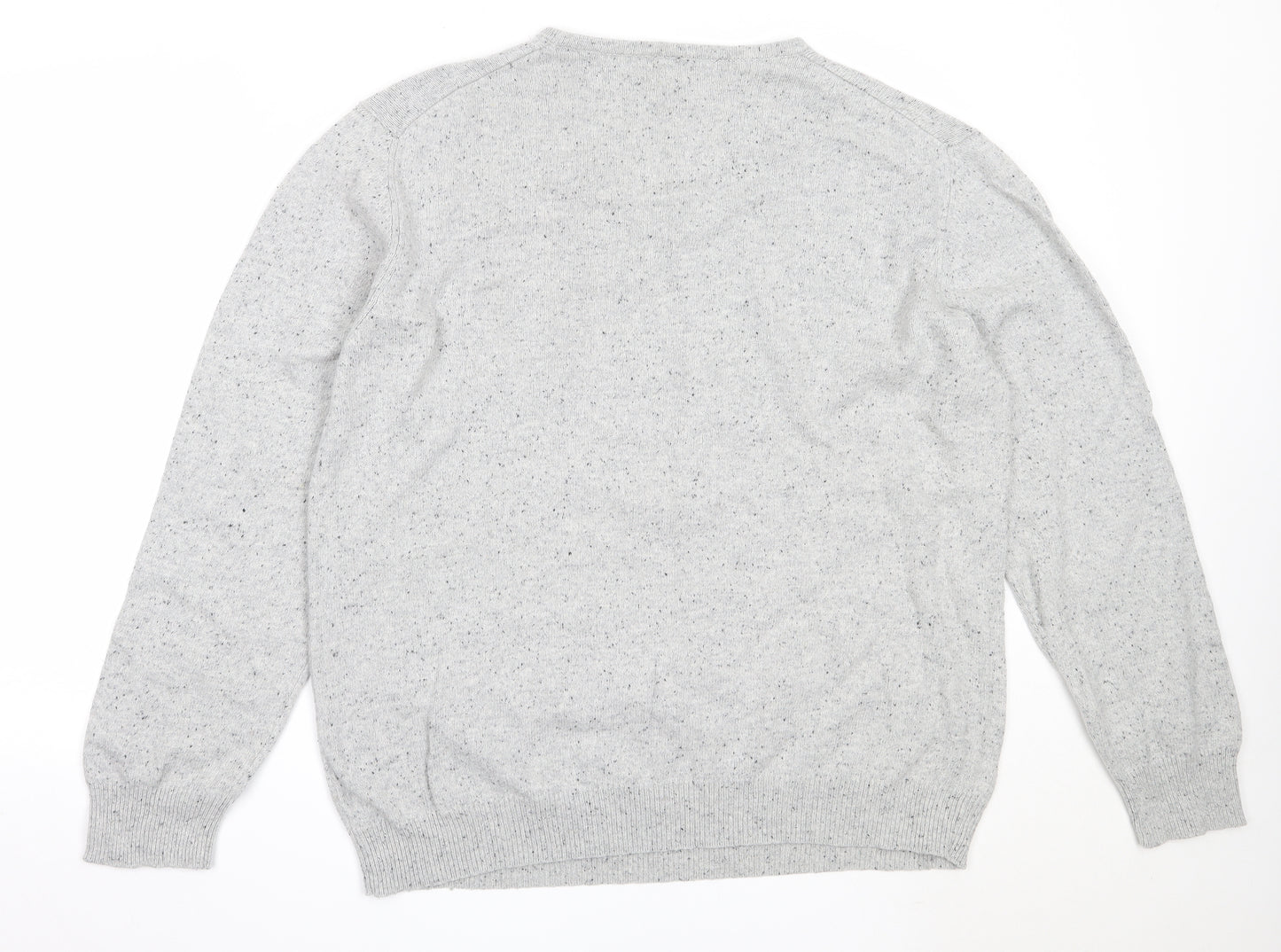 Linea Mens Grey V-Neck  Cotton Pullover Jumper Size XL