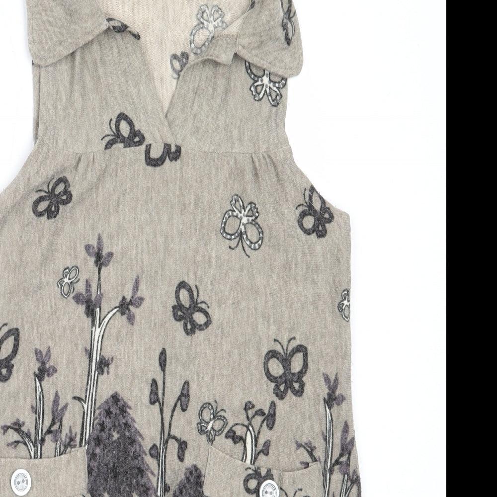 Pussycat London Womens Beige  Acrylic Tunic Blouse Size S Collared