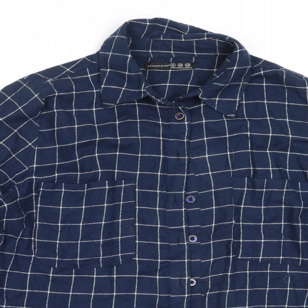 Atmosphere Womens Blue  Cotton Basic Button-Up Size 12 Collared