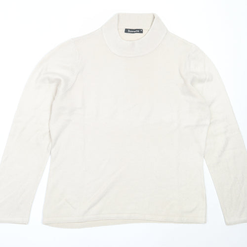 Bonmarché Womens Beige High Neck  Acrylic Pullover Jumper Size M