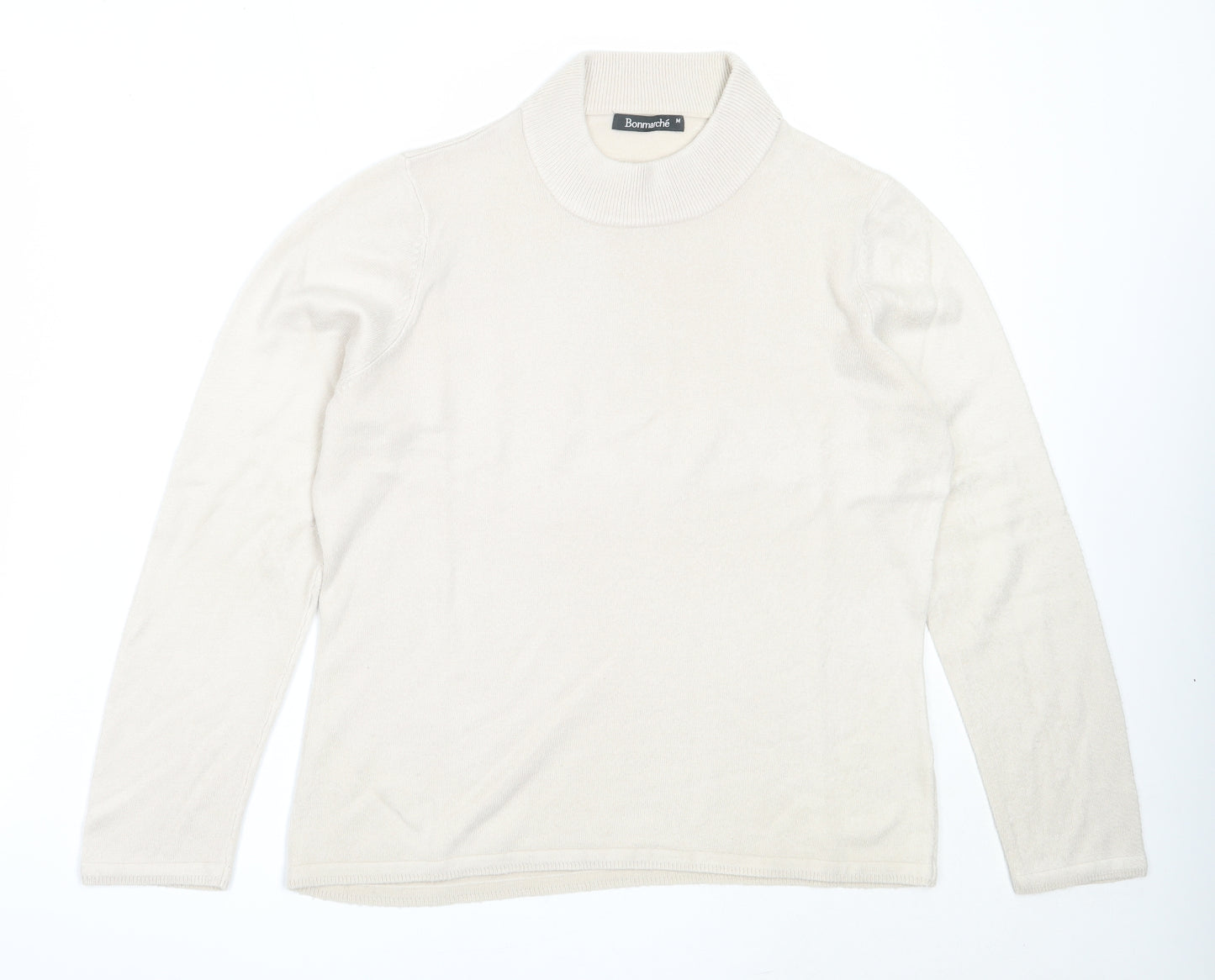 Bonmarché Womens Beige High Neck  Acrylic Pullover Jumper Size M