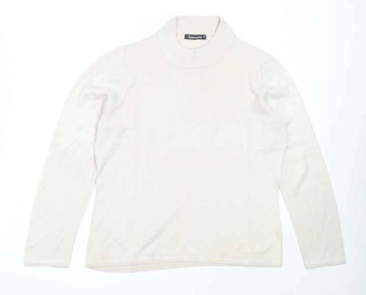 Bonmarché Womens Beige High Neck  Acrylic Pullover Jumper Size M