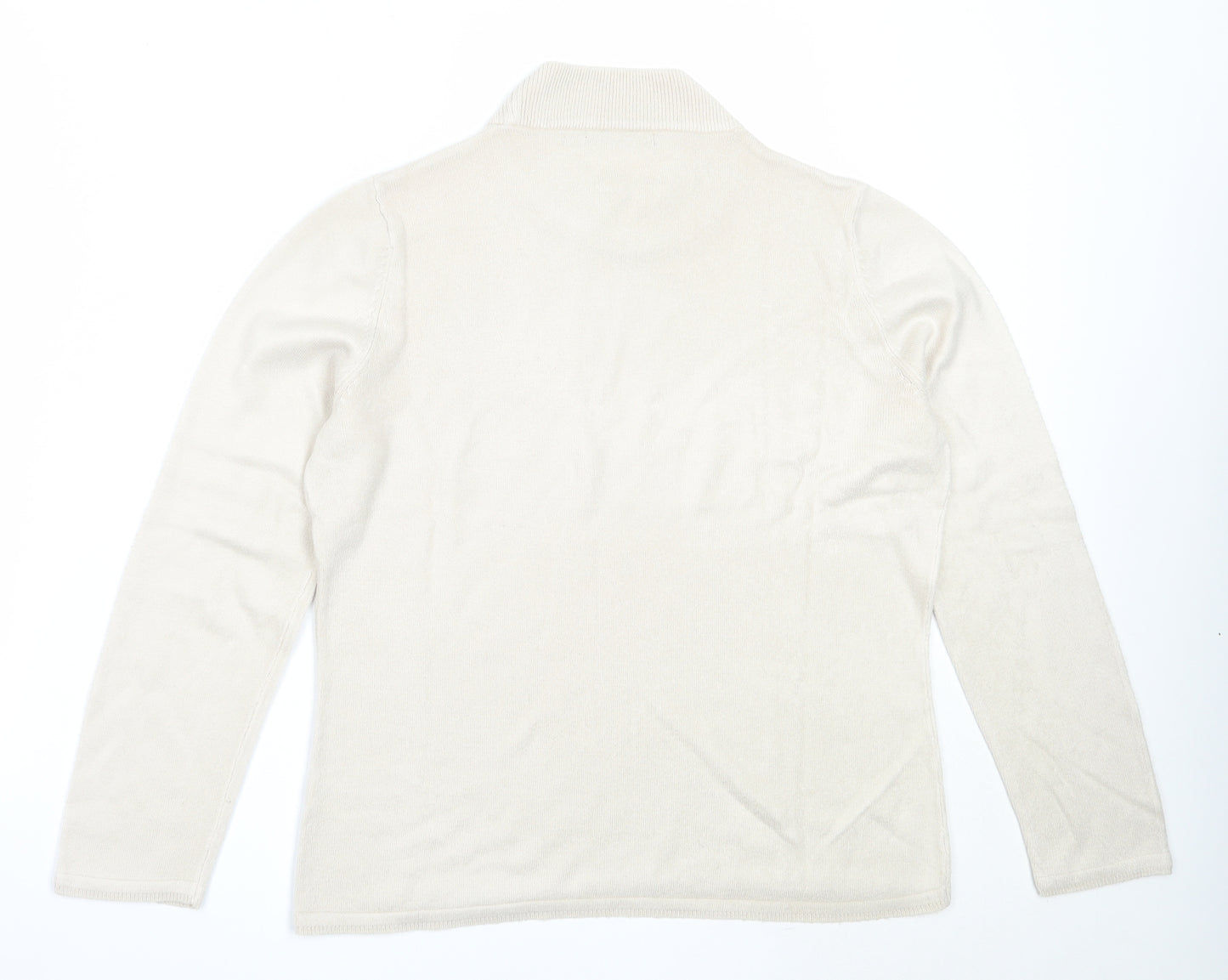 Bonmarché Womens Beige High Neck  Acrylic Pullover Jumper Size M