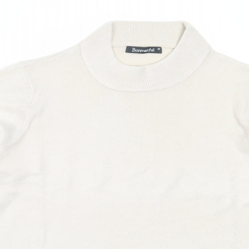 Bonmarché Womens Beige High Neck  Acrylic Pullover Jumper Size M