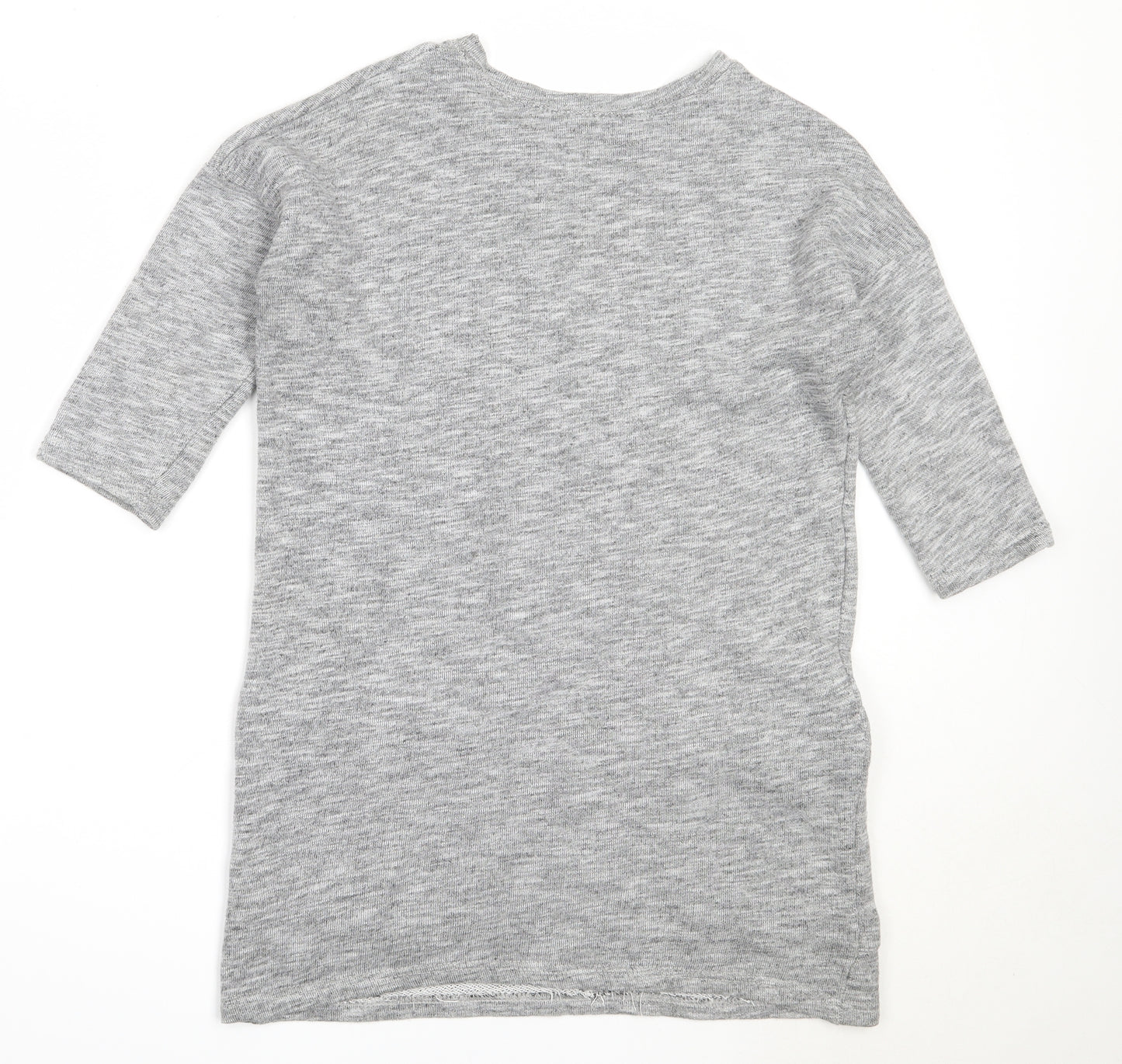 New Look Womens Grey Round Neck  Cotton Tunic Jumper Size 8