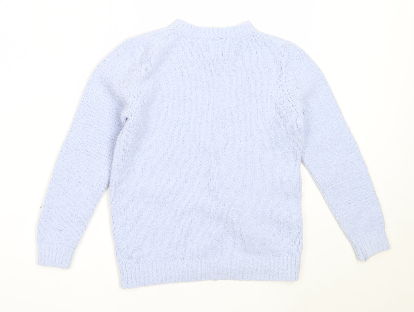 George Girls Blue Round Neck  Acrylic Pullover Jumper Size 6-7 Years