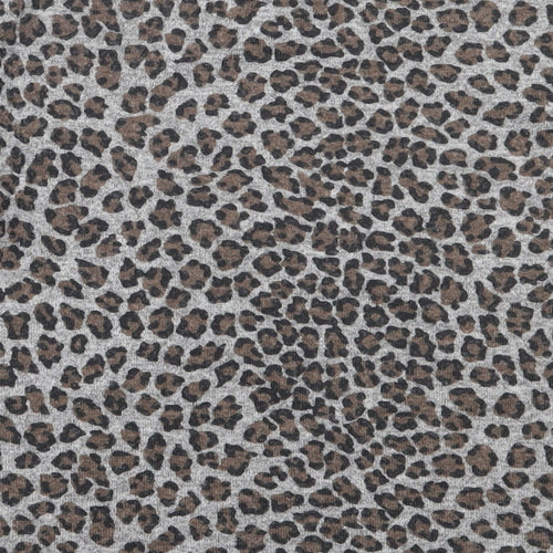 Autonomy Womens Grey Round Neck Animal Print Polyester Pullover Jumper Size S