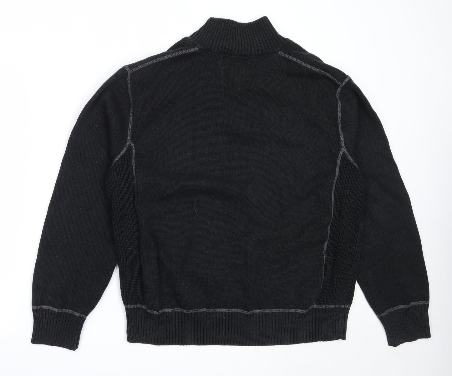 NEXT Mens Black  Cotton Henley Sweatshirt Size XL