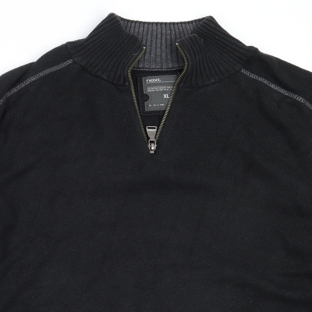 NEXT Mens Black  Cotton Henley Sweatshirt Size XL