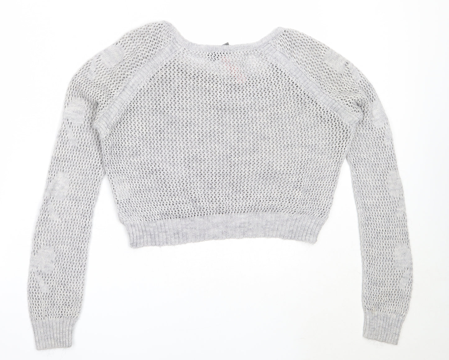 Lipsy Womens Grey Round Neck  Acrylic Pullover Jumper Size 8