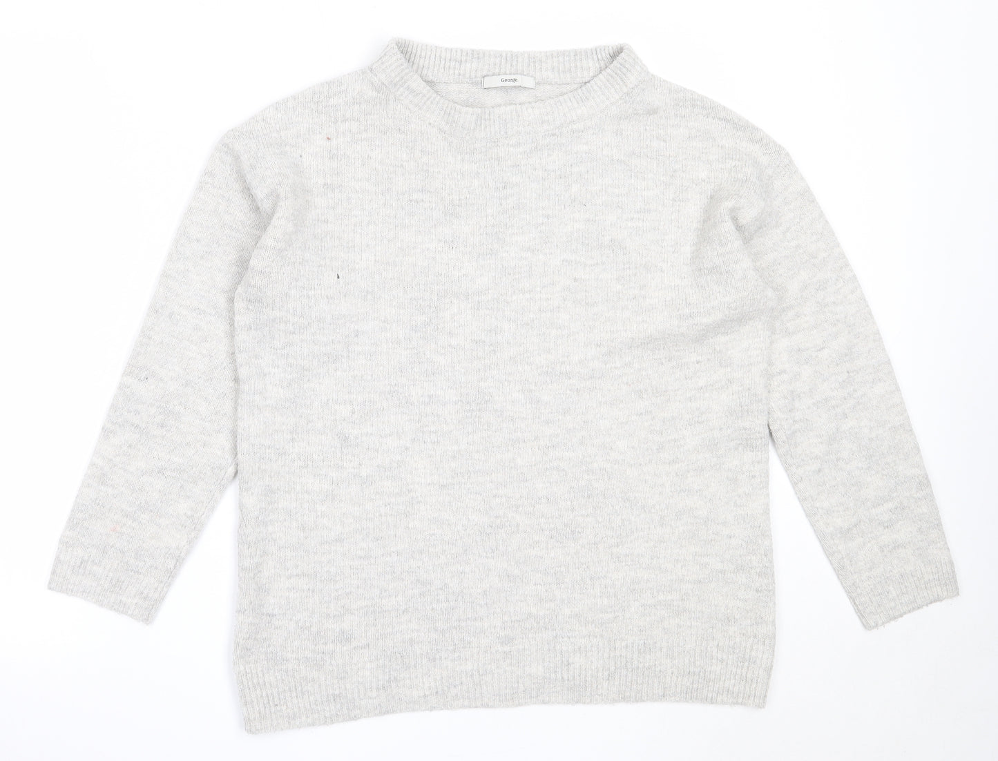 George Womens Grey Round Neck  Acrylic Pullover Jumper Size M