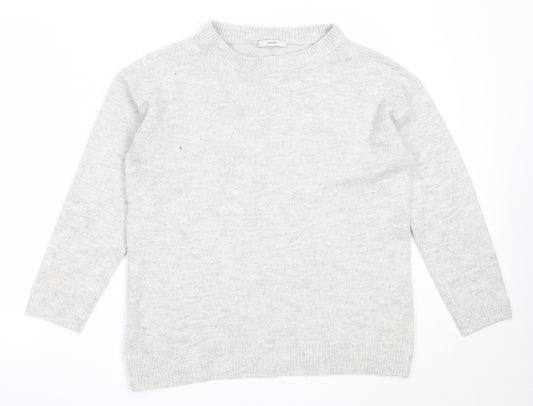 Front view of George women’s grey round neck acrylic jumper, size M