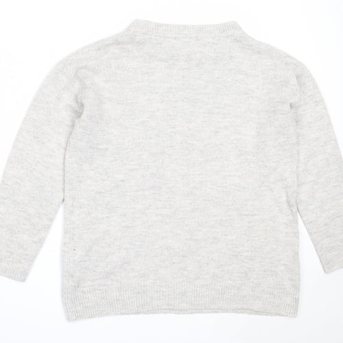 George Womens Grey Round Neck  Acrylic Pullover Jumper Size M