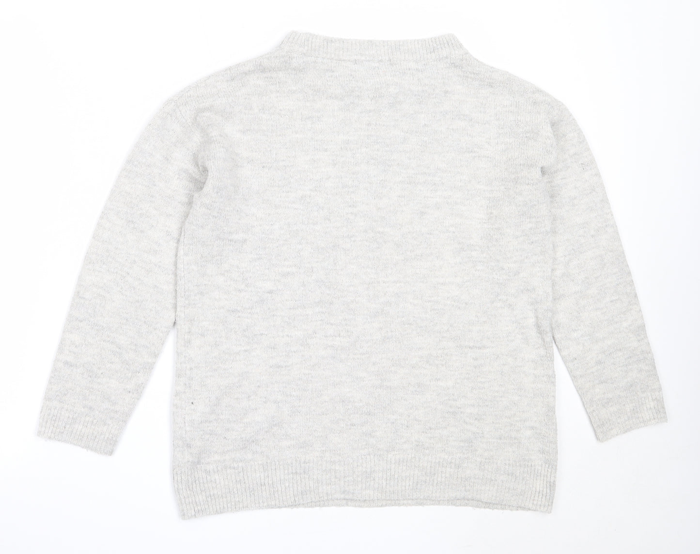George Womens Grey Round Neck  Acrylic Pullover Jumper Size M