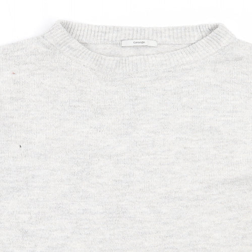 George Womens Grey Round Neck  Acrylic Pullover Jumper Size M