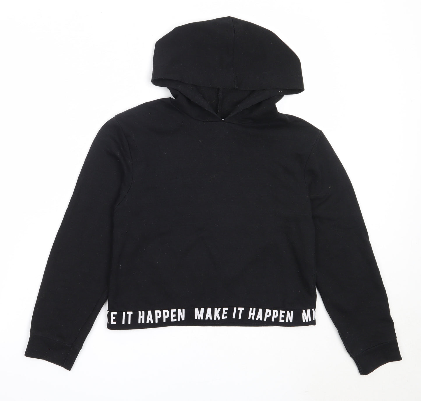 Primark Girls Black  Cotton Pullover Hoodie Size 10-11 Years