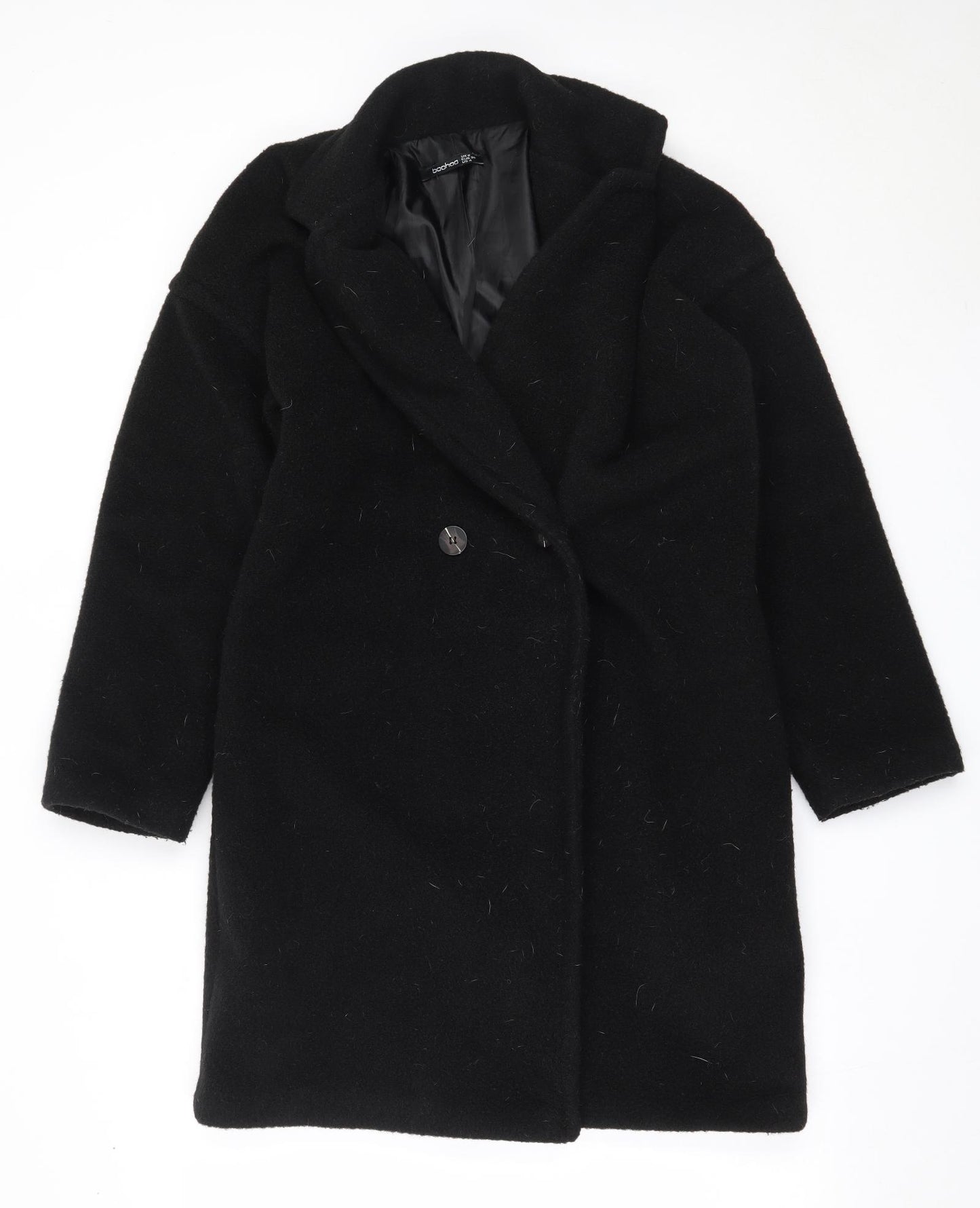 Boohoo Womens Black   Overcoat Coat Size 8