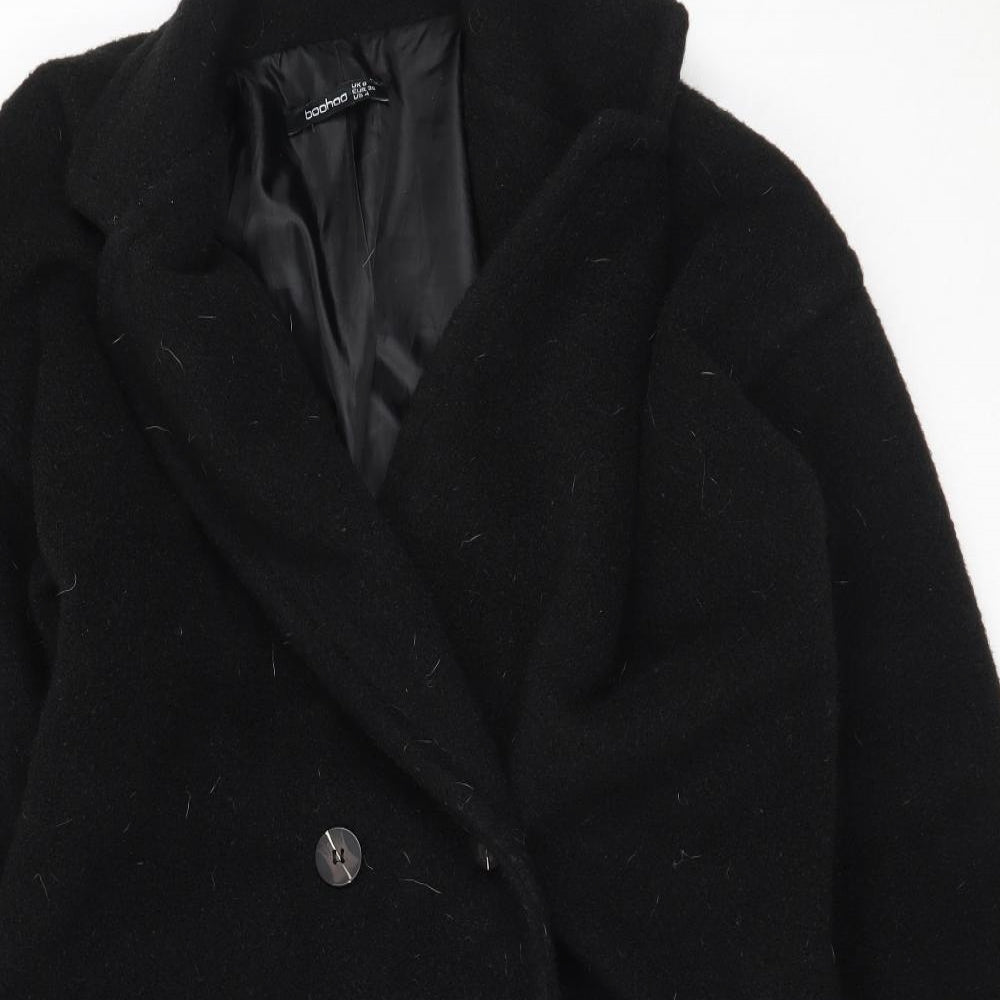 Boohoo Womens Black   Overcoat Coat Size 8