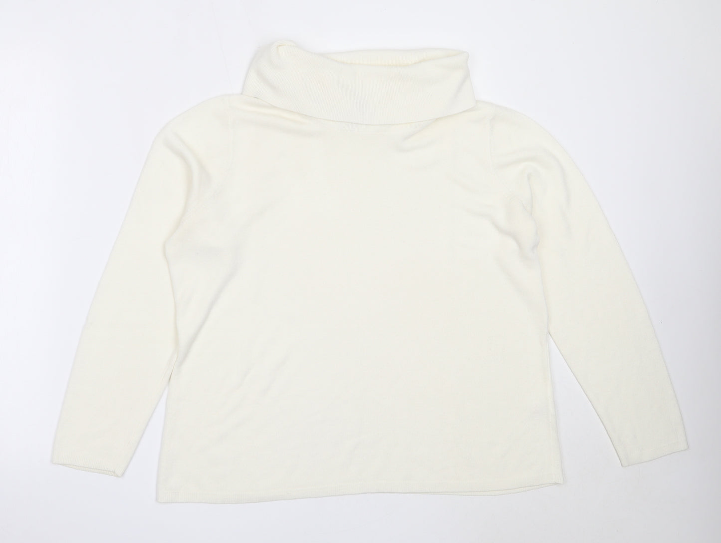 Bonmarché Womens Ivory Roll Neck  Acrylic Pullover Jumper Size M