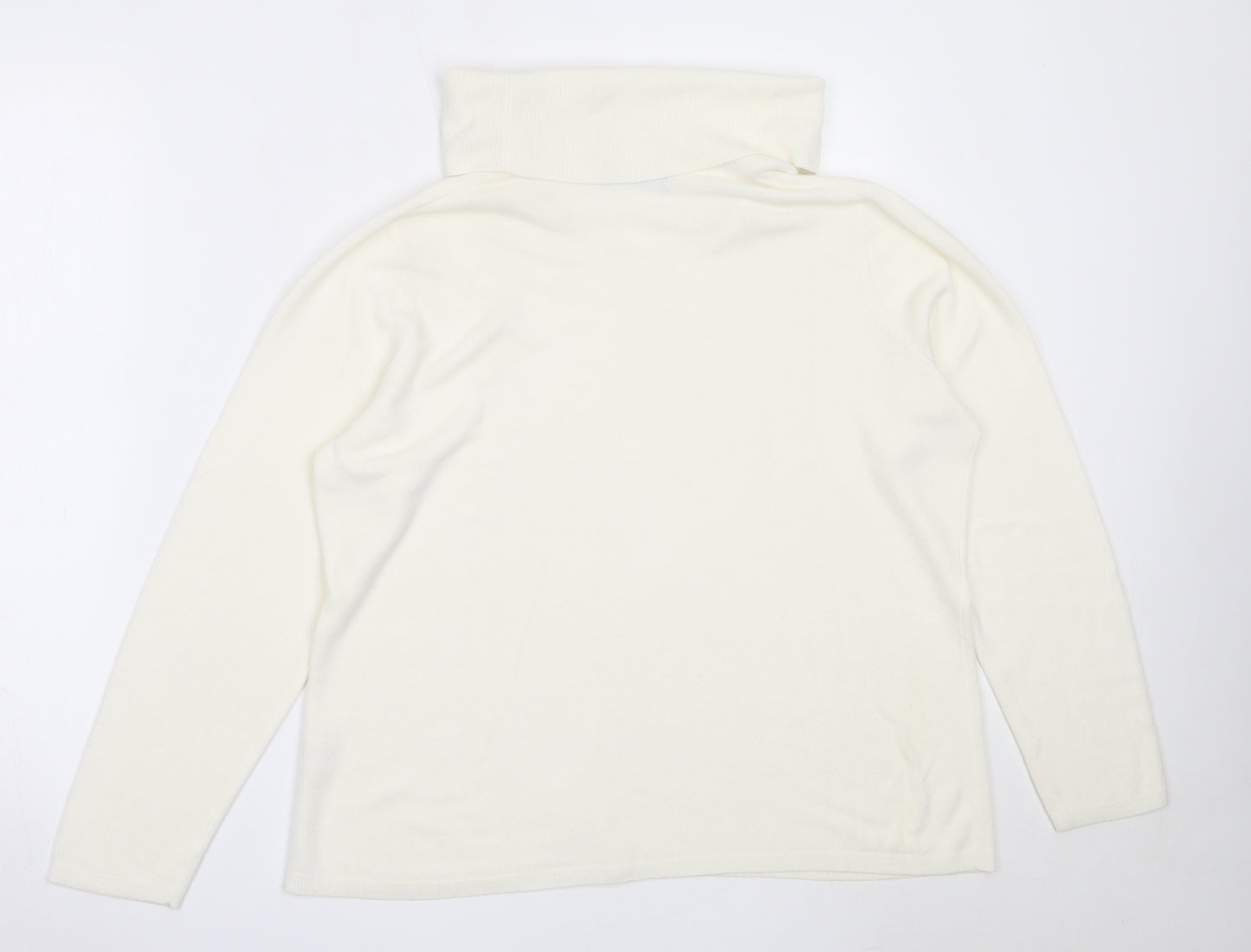 Bonmarché Womens Ivory Roll Neck  Acrylic Pullover Jumper Size M