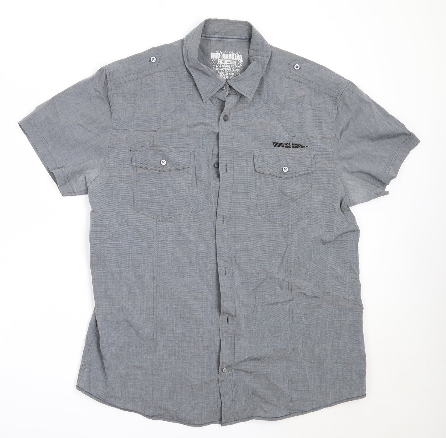 Debenhams Mens Grey  Cotton  Button-Up Size XL Collared