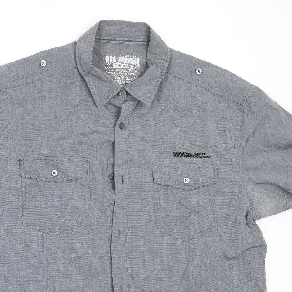 Debenhams Mens Grey  Cotton  Button-Up Size XL Collared