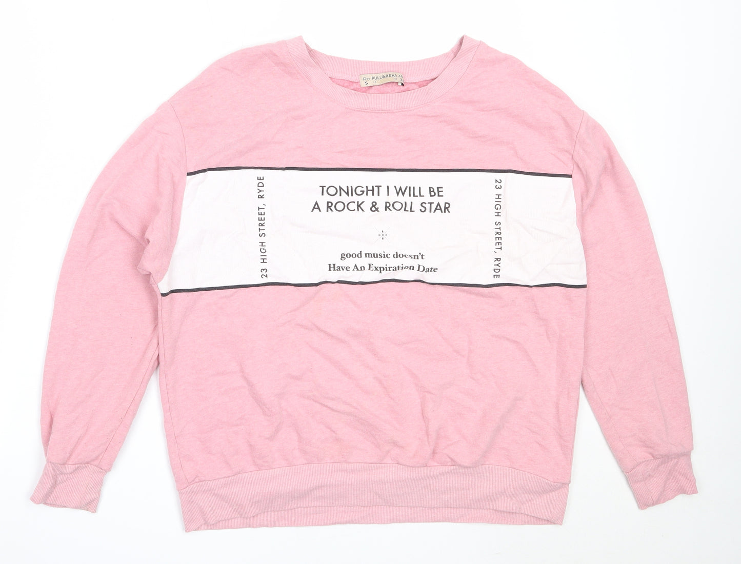Pull&Bear Womens Pink  Polyester Pullover Sweatshirt Size S