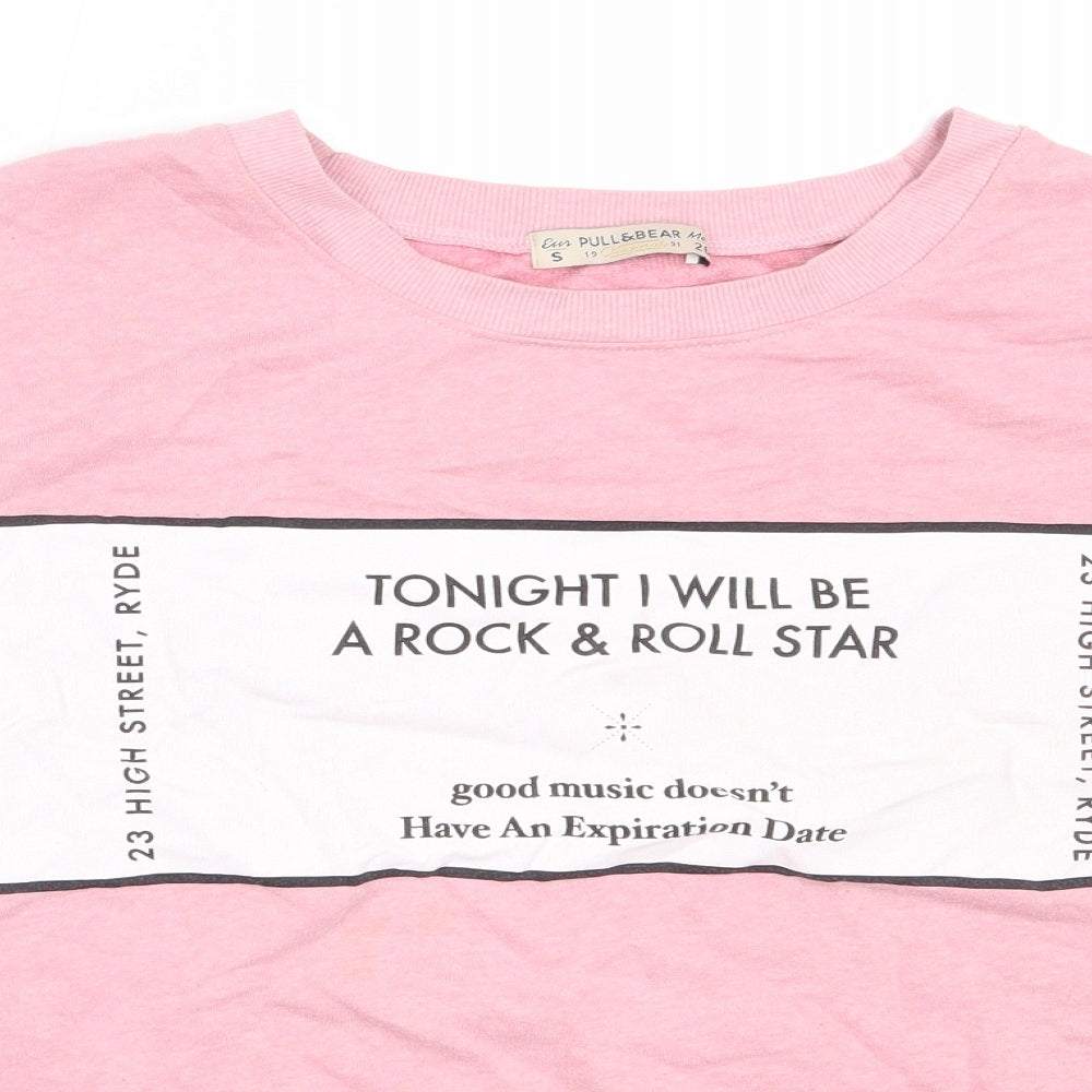 Pull&Bear Womens Pink  Polyester Pullover Sweatshirt Size S