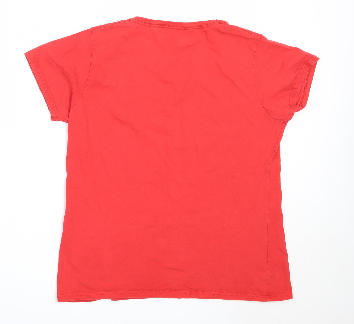 Fruit of the Loom Womens Red  Cotton Basic T-Shirt Size XL Round Neck