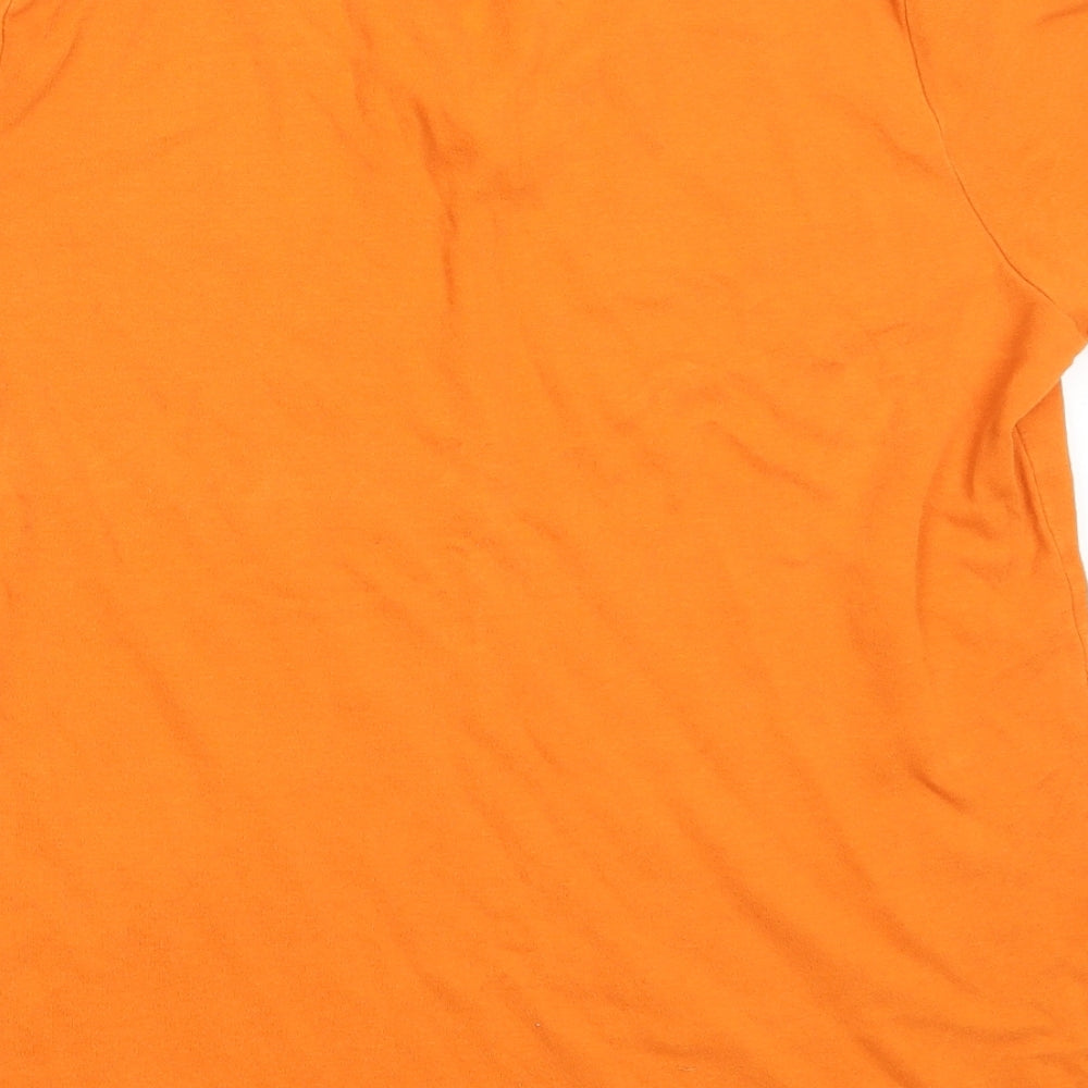 EWM Womens Orange  Cotton Basic T-Shirt Size M V-Neck
