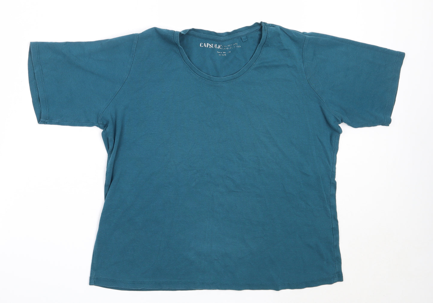 Capsule Womens Blue  Cotton Basic T-Shirt Size 16 Round Neck