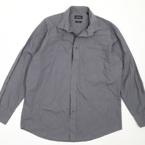 Taylor & Wright Mens Grey  Cotton  Button-Up Size 17 Collared