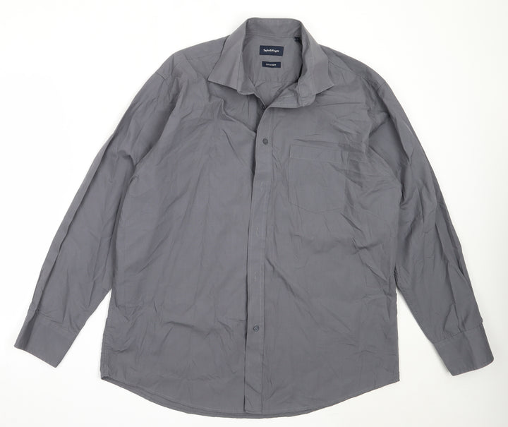 Taylor & Wright Mens Grey Cotton Button-Up Size 17 Collared