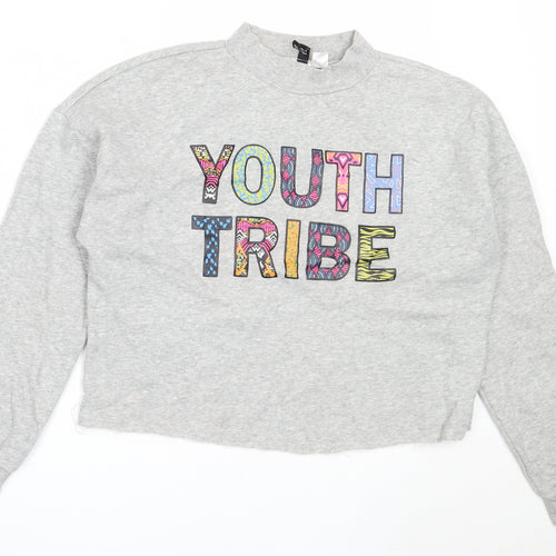 H&M Womens Grey  Cotton Pullover Sweatshirt Size M