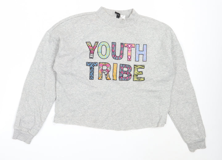 H&M Womens Grey Cotton Pullover Sweatshirt Size M