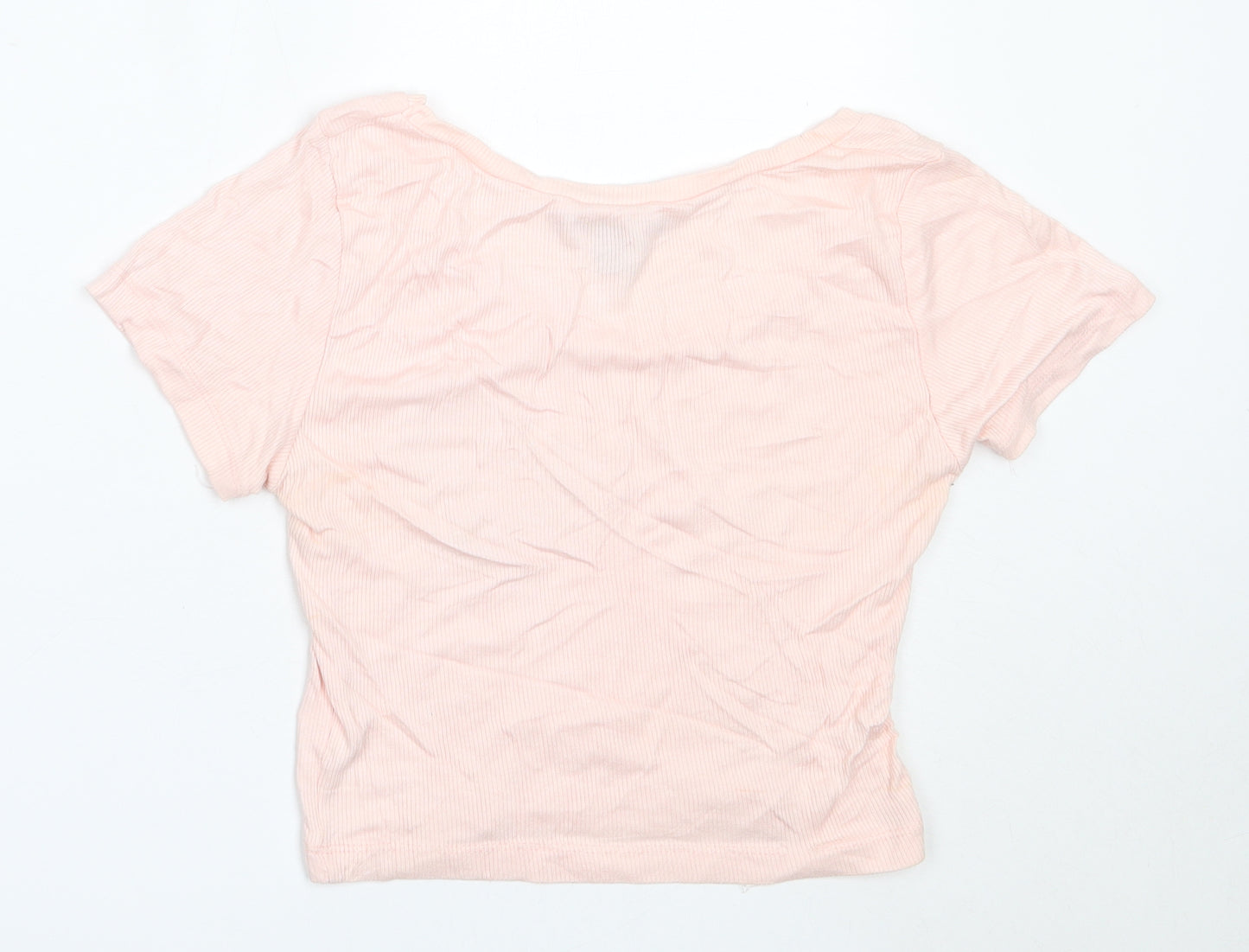 Atmosphere Womens Pink  Viscose Cropped T-Shirt Size 10 Round Neck