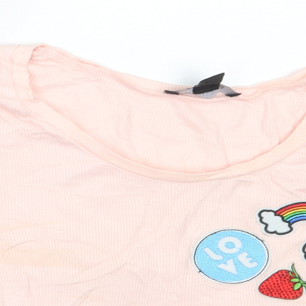 Atmosphere Womens Pink  Viscose Cropped T-Shirt Size 10 Round Neck