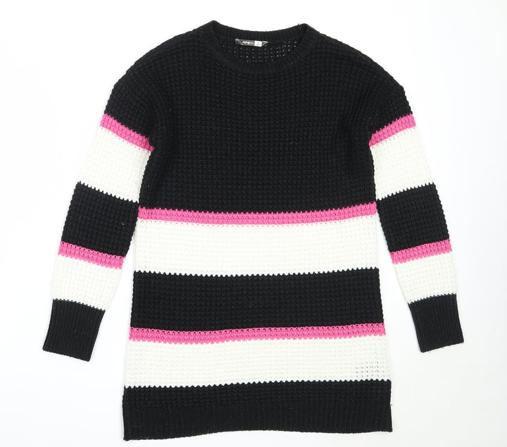 Pep&Co Womens Black Round Neck  Acrylic Pullover Jumper Size 8