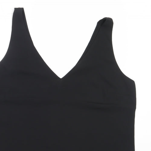 Preworn Womens Black  Polyester Basic Blouse Size 12 V-Neck