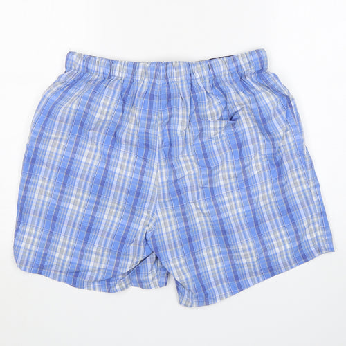 The Saville Row Company Mens Blue Check Cotton  Sleep Shorts Size M
